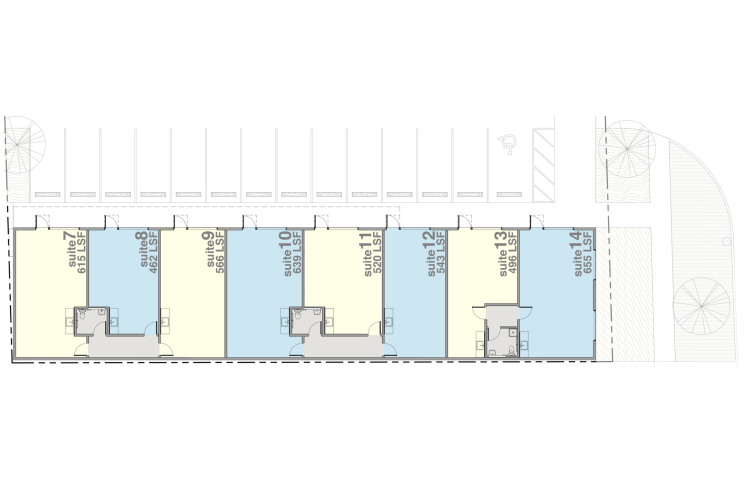 office-retail for lease in Midtown, Oklahoma City, Ok site plan - Suites 7-14