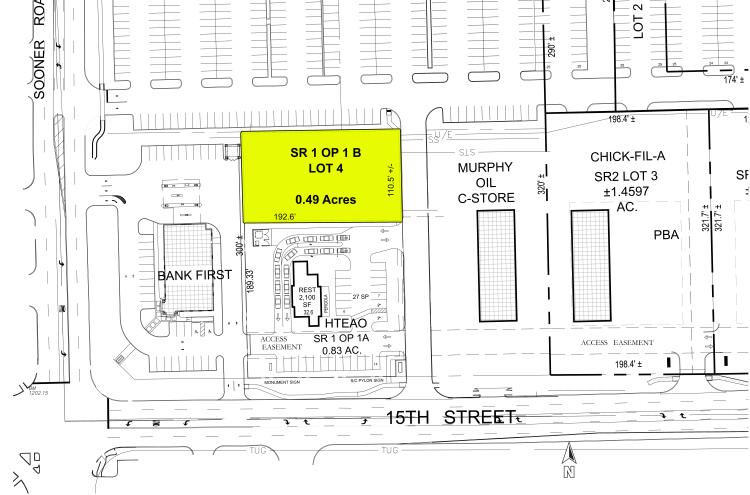 pad site for ground lease Midwest City, OK site plan