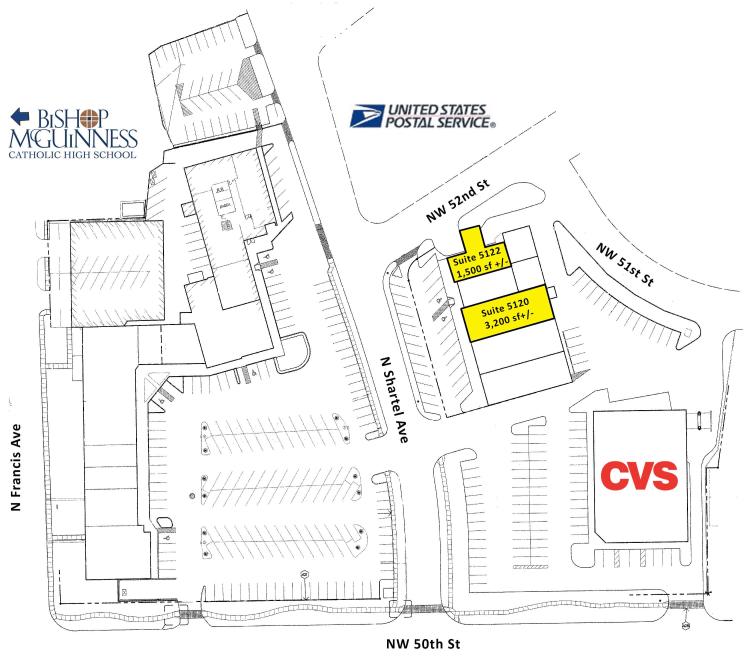 retail space for lease in mixed use center North oklahoma city, Ok site plan