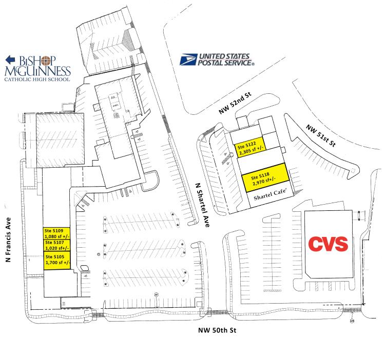 space for lease retail / office Shopping Center, North Oklahoma City, OK site plan