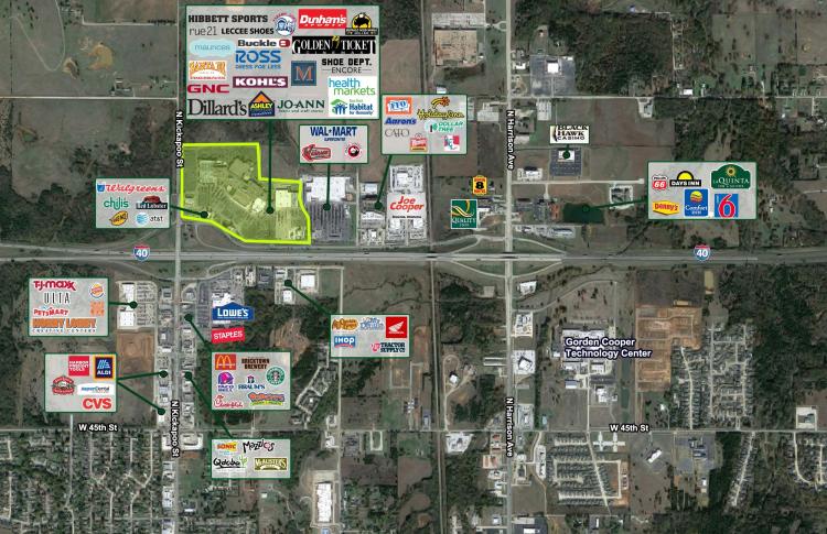 Shawnee Mall for lease, Shawnee, OK retailer aerial