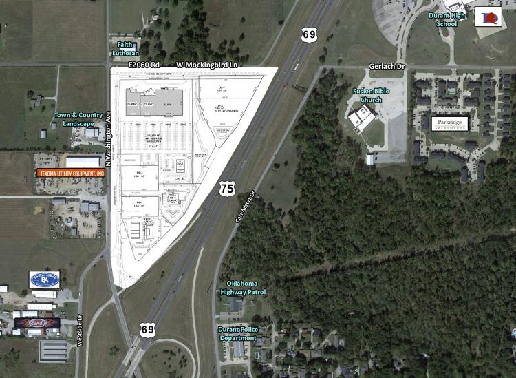 Land for lease in Durant, OK site plan C on aerial