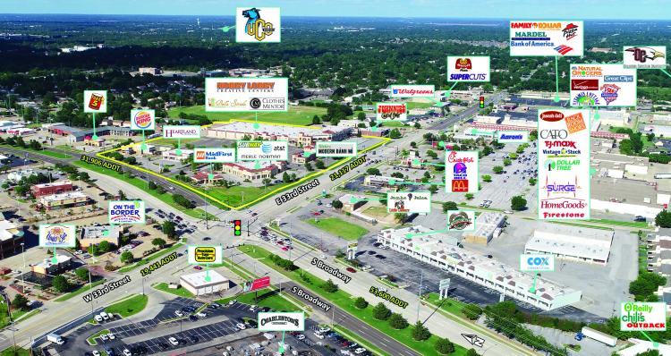 Shoppes on Broadway retail for lease Edmond, Ok retailer aerial