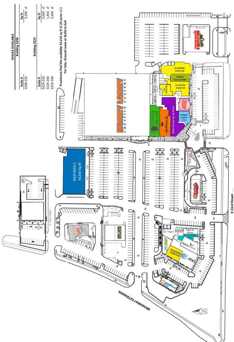 Shoppes on Broadway pad site for lease Edmond, Ok site plan