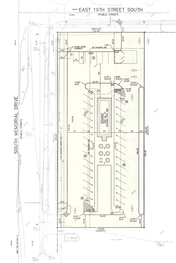 former sonic for sale or lease, Tulsa, OK site plan