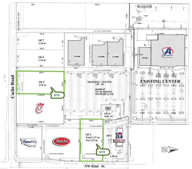 retail pad site for ground lease, Lawton, OK site plan