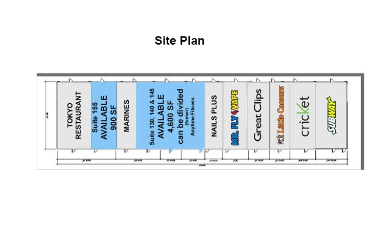 retail space for lease strip center Durant, OK site plan