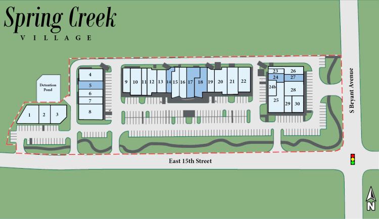 Spring Creek Village retail space for lease Edmond, OK site plan