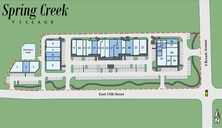 Spring Creek Village retail space for lease Edmond, OK site plan