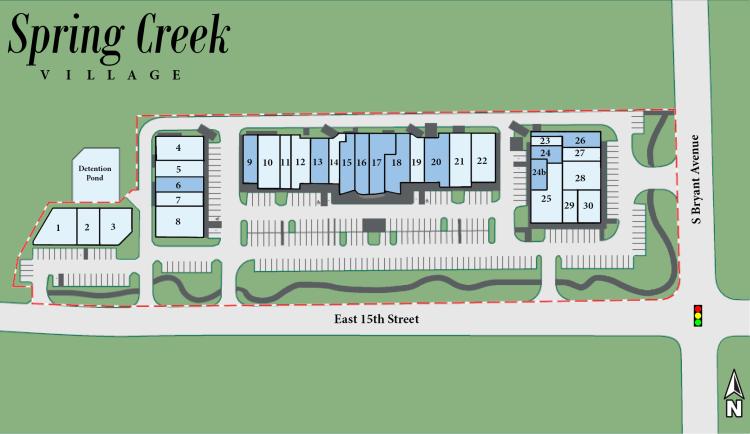 Spring Creek Village retail space for lease Edmond, OK site plan