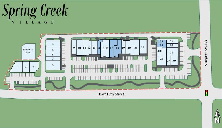 Spring Creek Village retail space for lease Edmond, OK site plan