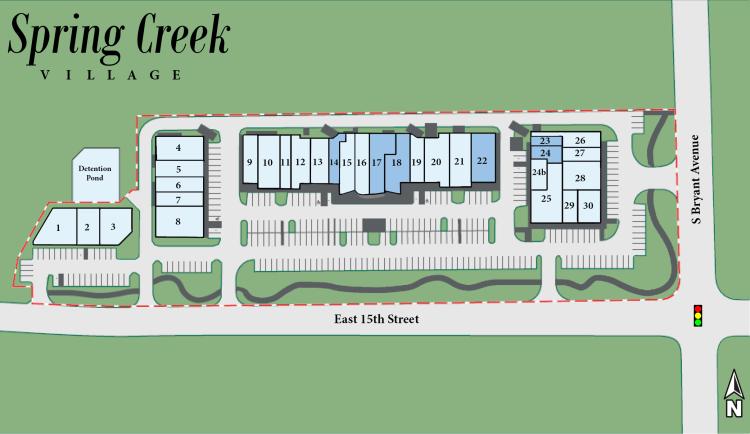 Spring Creek Village retail space for lease Edmond, OK site plan