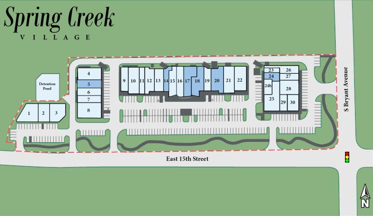 Spring Creek Village retail space for lease Edmond, OK site plan