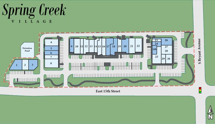 Spring Creek Village retail space for lease Edmond, OK site plan