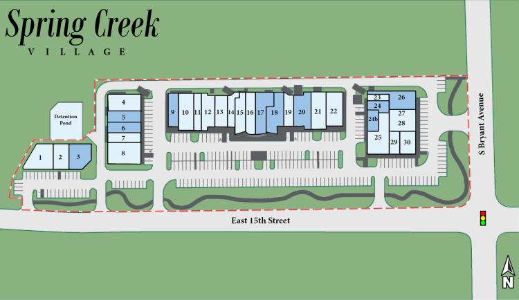 Spring Creek Village retail space for lease Edmond, OK site plan