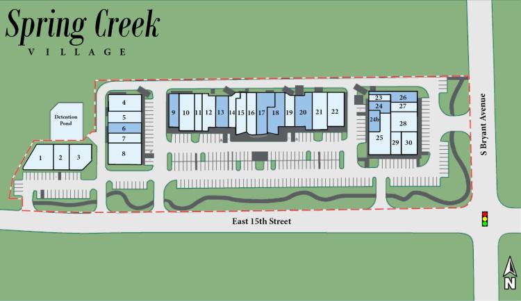 Spring Creek Village retail space for lease Edmond, OK site plan