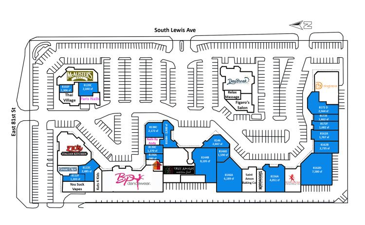 The Plaza Shopping Center retail space for lease Tulsa, OK site plan