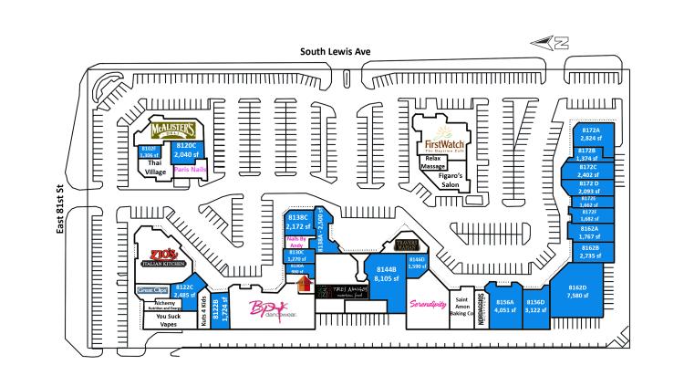 The Plaza Shopping Center retail space for lease Tulsa, OK site plan