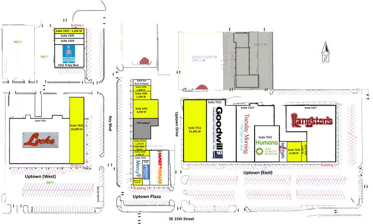 Uptown Plaza retail space for lease Midwest City, Ok site plan