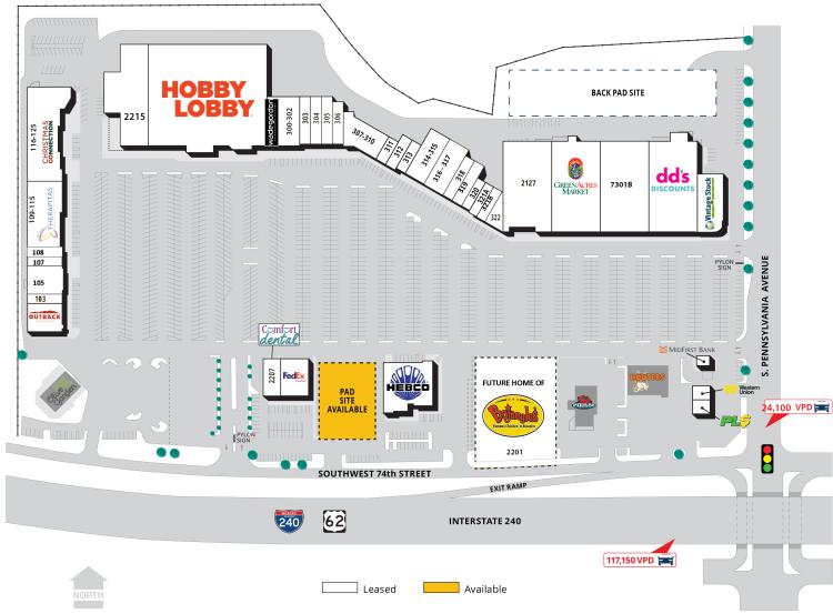 Walnut Square retail pad site for lease or build to suit, south Oklahoma City, OK site plan