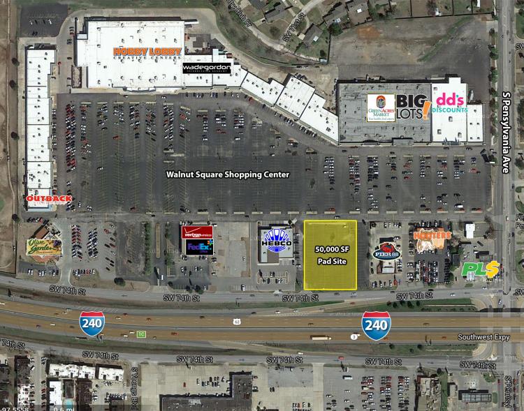 Walnut Square - Pad Site retail space for lease or build to suit Oklahoma City, OK aerial