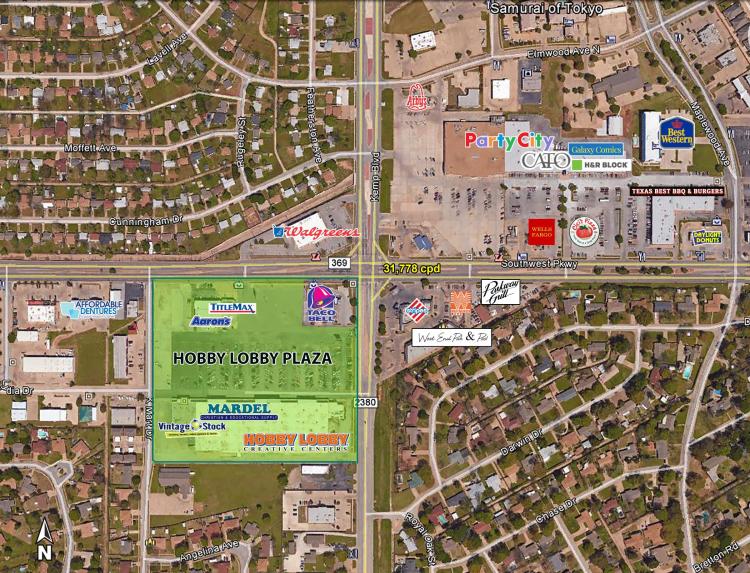 Hobby Lobby Plaza, Wichita Falls, Tx retail space for lease aerial of location