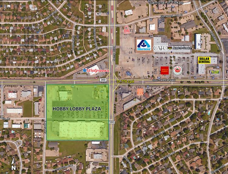 Hobby Lobby Plaza, Wichita Falls, Tx retail space for lease aerial of location
