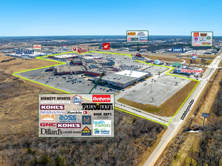 Shawnee Mall for lease, Shawnee, OK retailer aerial