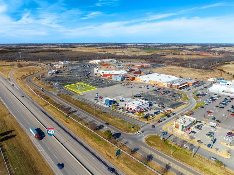 Shawnee Mall pad site for ground lease or build to Suit, Shawnee, OK aerial