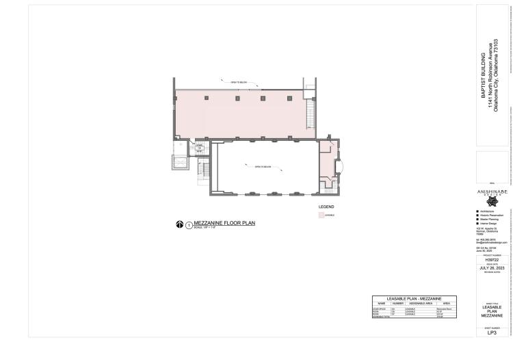 ofc building for lease downtown OKlahoma City, Ok mezzanine floor plan