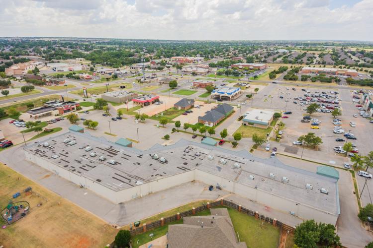 Shopping Center retail space for lease Oklahoma City, Ok rear aerial view