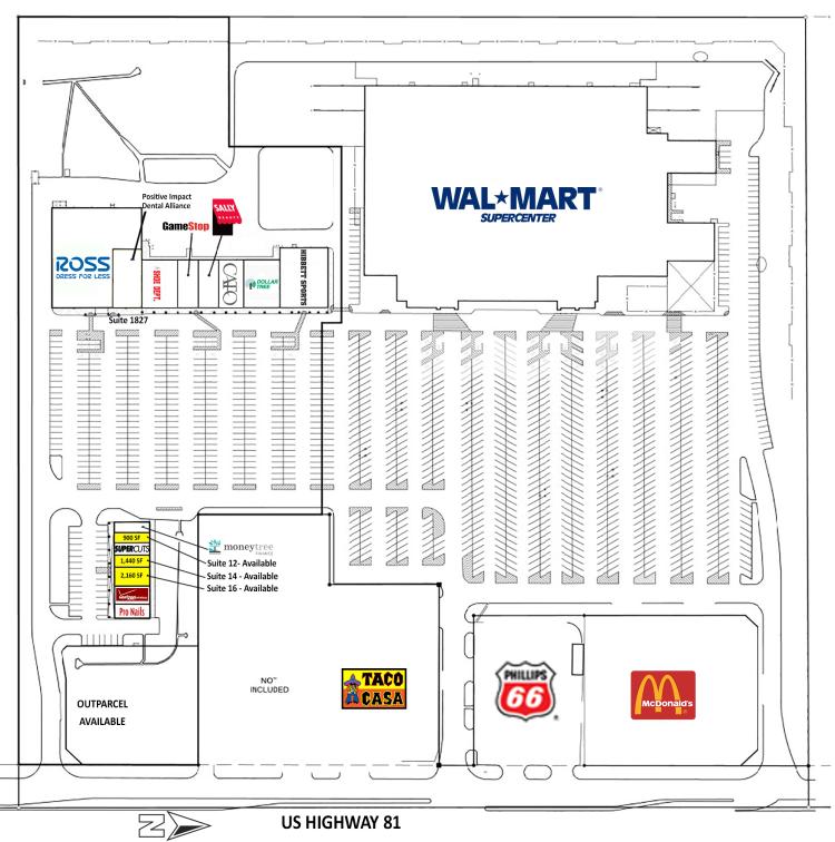 Duncan Town Square retail space for lease Duncan, Okla site plan