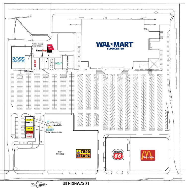 Duncan Town Square retail space for lease Duncan, OK site plan