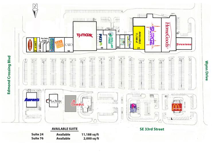 Edmond Crossing retail space for lease Edmond, OK site plan
