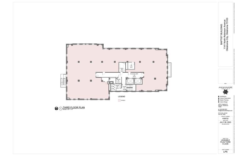 ofc building for lease downtown OKlahoma City, Ok 3rd flr floor plan