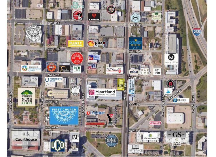 retail / office space for sale - redevelopment opportunity downtown Oklahoma City, OK aerial