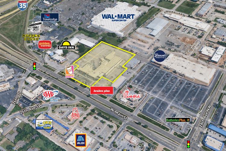 retail/automotive property for sale, Norman, OK aerial view