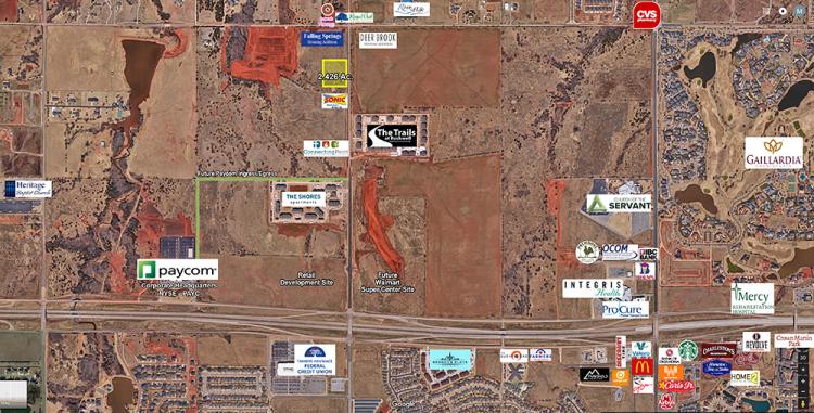 Retail Pad Site for Sale N Rockwell South of NW 150th Oklahoma City Aerial