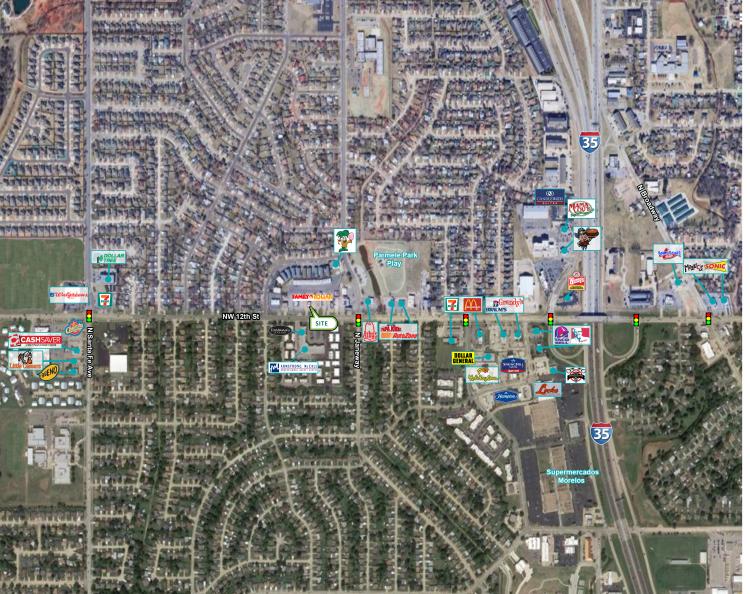 combination retail property for sale, Moore, Ok - aerial of corridor