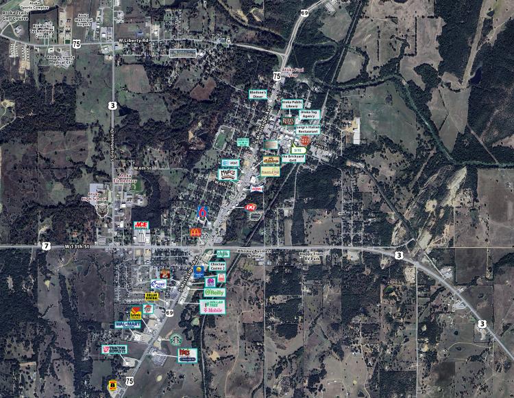 retail building or land for sale Atoka, Ok retailer aerial