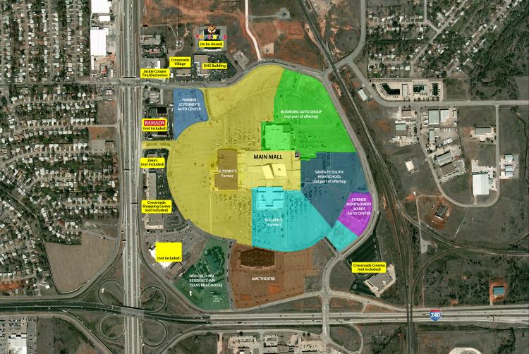 Crossroads Mall - Retail Mall and Land for Sale Oklahoma City labeled aerial