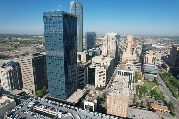 office building for sale in downtown Oklahoma City, OK aerial