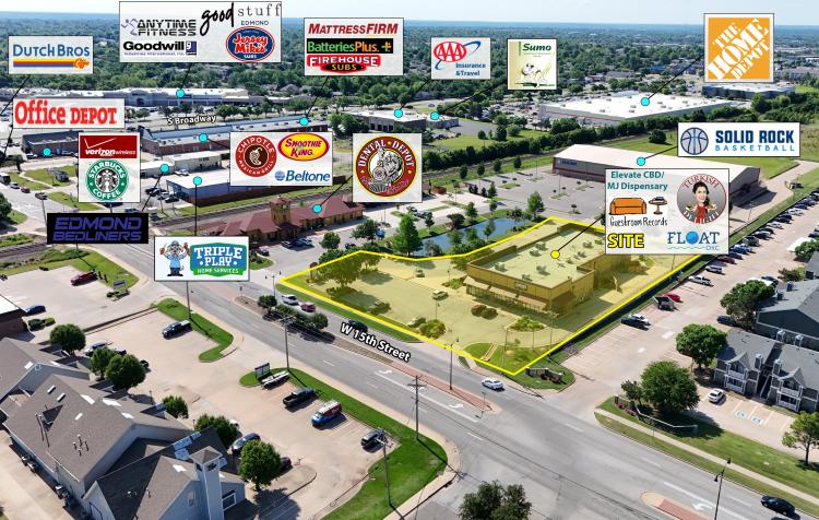 retail strip center property for sale Edmond, OK retailer aerial