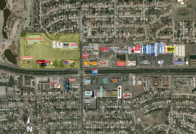 south Oklahoma City, OK retail shopping center & pad sites for sale aerial overhead