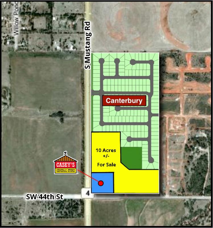 land for sale at N/E corner SW 44th & S Mustang Rd, Yukon, OK - 10 acres plot plan