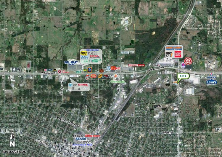 Former Sonic freestanding retail Land For Sale Muskogee, OK retail aerial