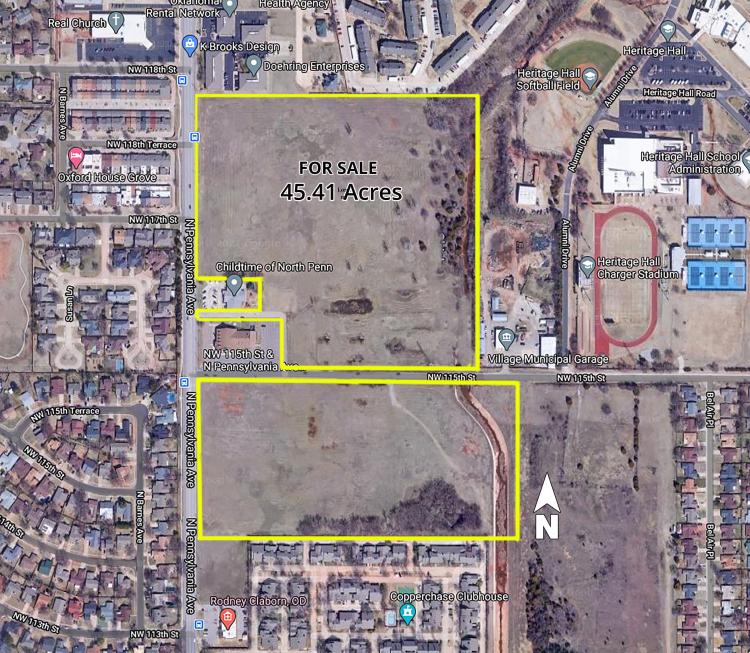 Land for sale at NW 115th & N Pennsylvania, Oklahoma City, OK -close up aerial