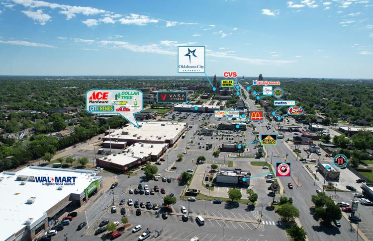 retail shopping center for investmnet sale Northwest Oklahoma City, OK aerial