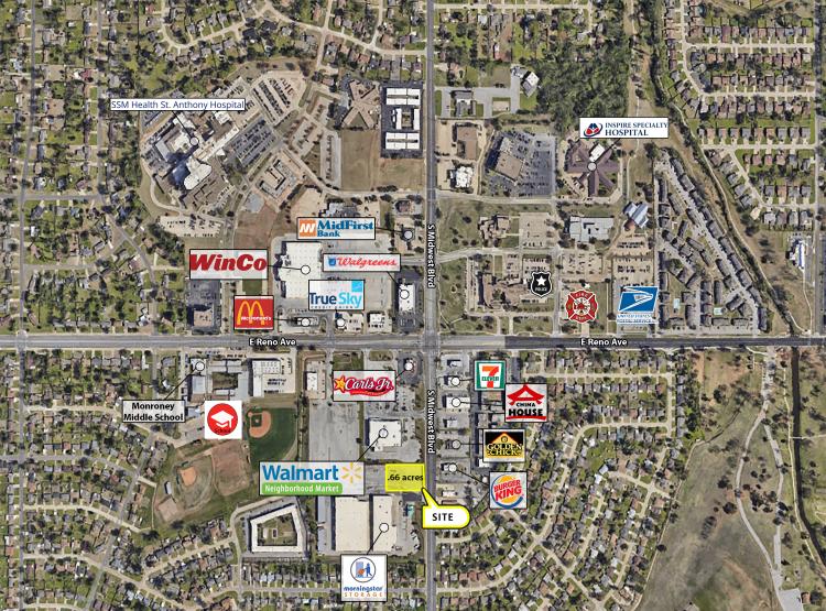 retail pad site for sale Midwest City, Ok retailer aerial