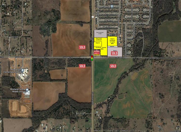 land tracts for sale retail, storage facility/PUD in Yukon, Ok, dividing tracts or combined aerial